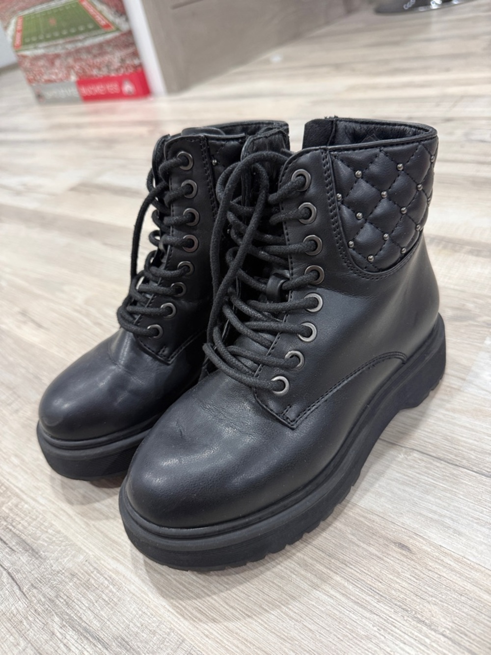 Sonoma Black Quilted Lace-Up Kids Platform Boots